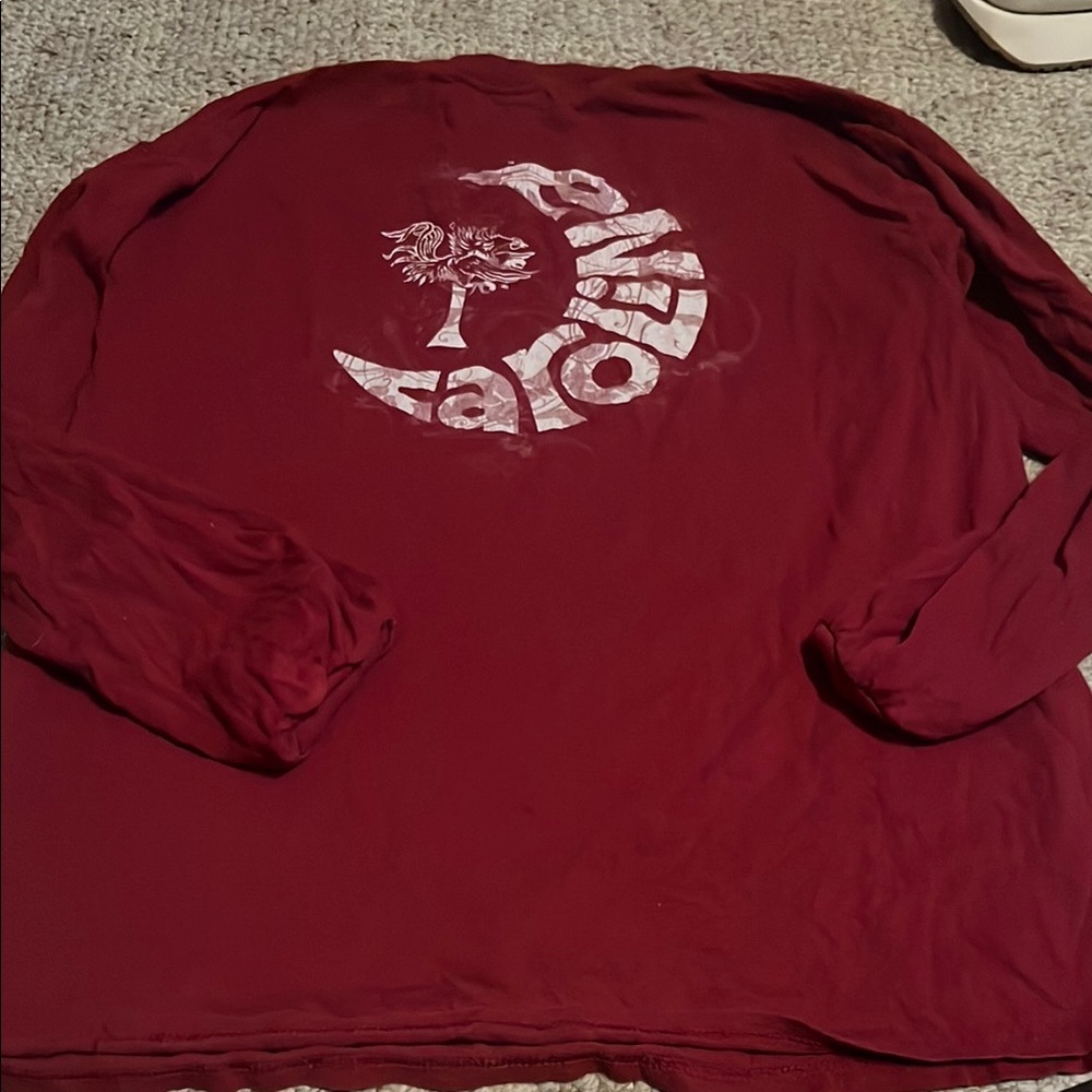 Red Long Sleeve Tee with Bold Moon Design
